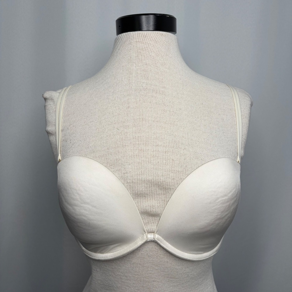 Victorias Secret Very Sexy Multi-Way Strapless Bra Ivory White 32DD Gold Accents